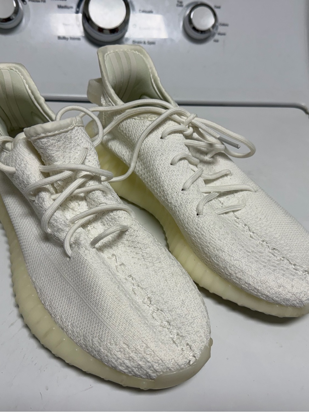 Yeezy Off-White/Cream Knit Low-Top Sneakers